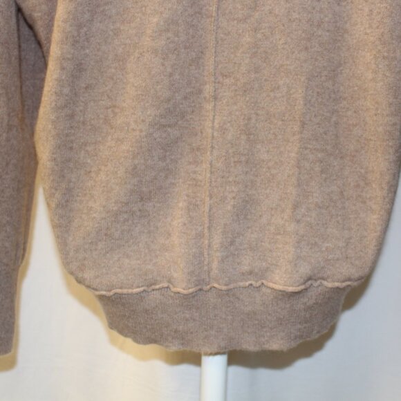 Garnet Hill Women’s Colorblock Cashmere Cardigan Size Medium Coral Pink and tan - Picture 9 of 16